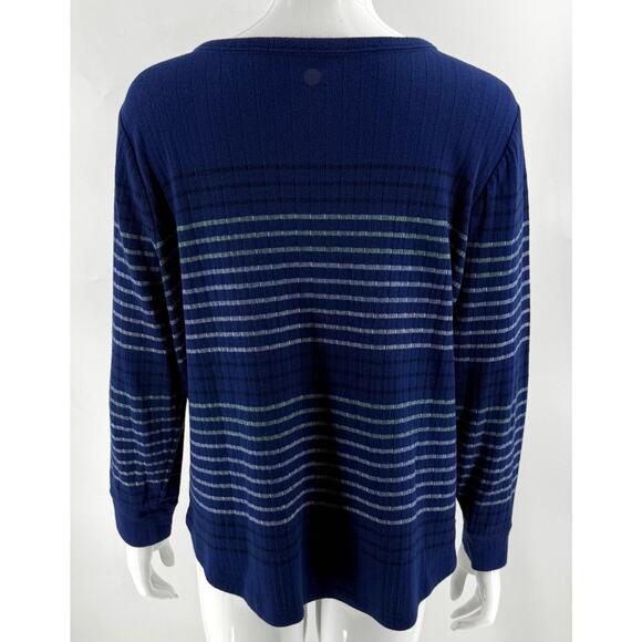 Talbots Womens Top Plus Size 2X Blue Ribbed Long Sleeve Tee Shirt Cotton Blend - Picture 5 of 6